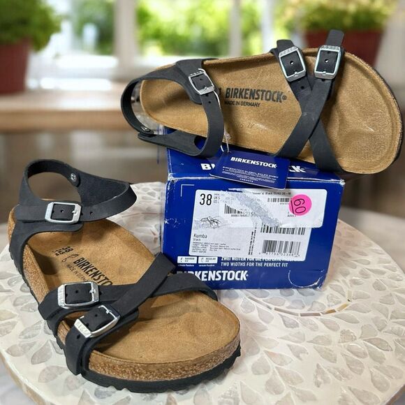 Birkenstock Kumba Sandals Black Leather Women’s Size 38 EU New in Box NIB Comfor - Picture 6 of 10